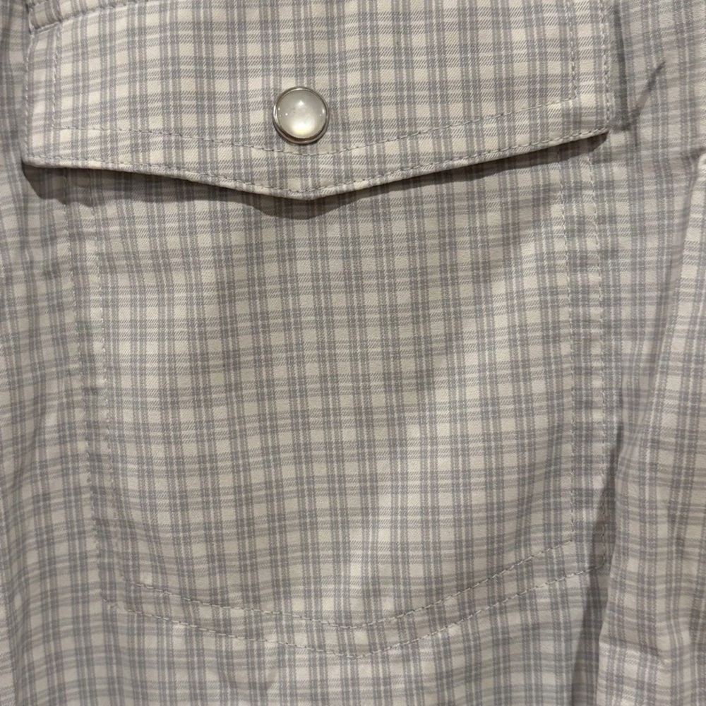 Poncho Mens XXL Regular Fit plaid Western Pearl Snap Shirt Up Long Sleeve - Picture 6 of 7